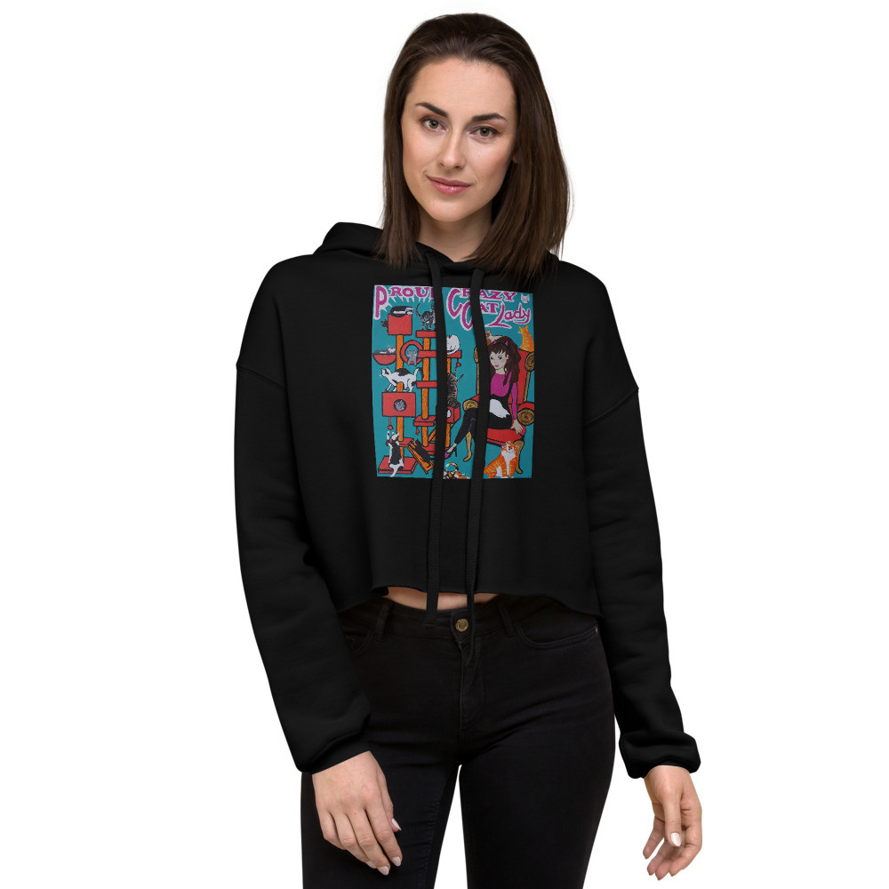 Proud Crazy Cat Lady Crop Hoodie