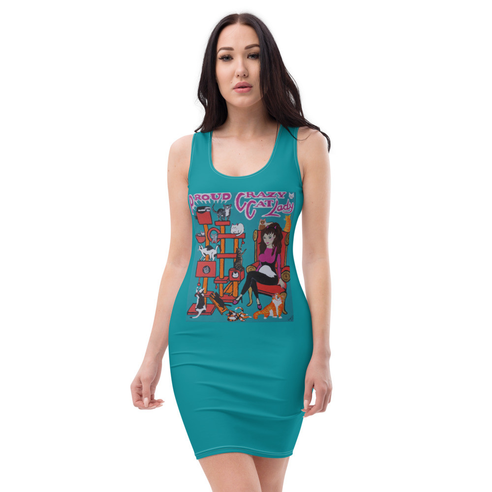 Fitted Proud Crazy Cat Lady Dress