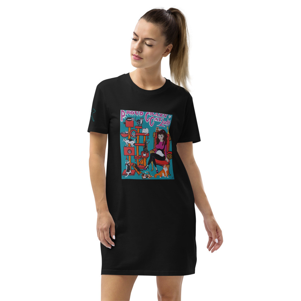 Proud Crazy Cat Lady Organic cotton t-shirt dress
