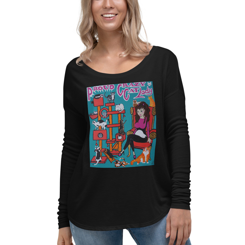 Ladies' Proud Crazy Cat Lady Long Sleeve Tee
