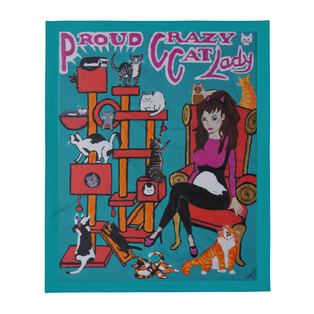 Proud Crazy Cat Lady Throw Blanket