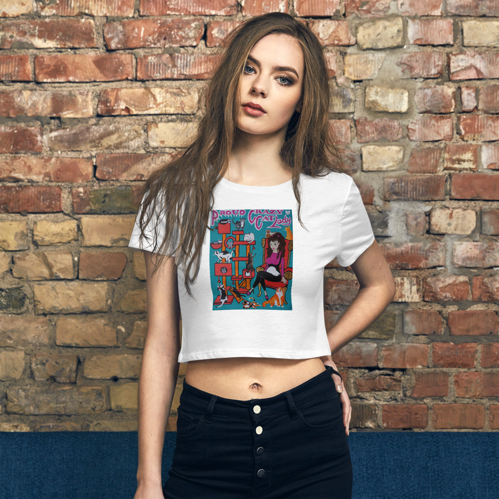 Proud Crazy Cat Lady Women’s Crop Tee