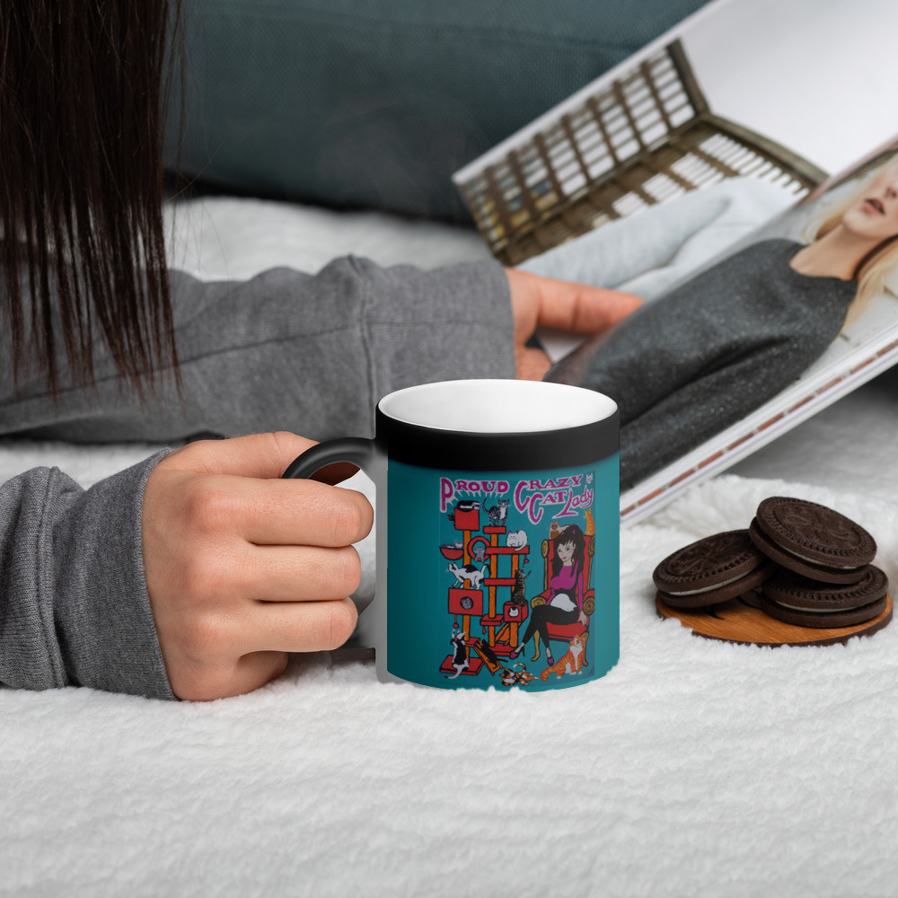 Proud Crazy Cat Lady Matte Black Magic Mug