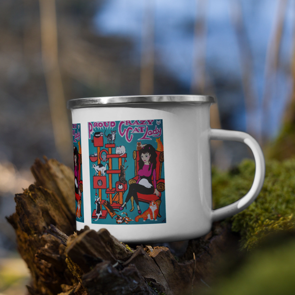 Proud Crazy Cat Lady Enamel Mug