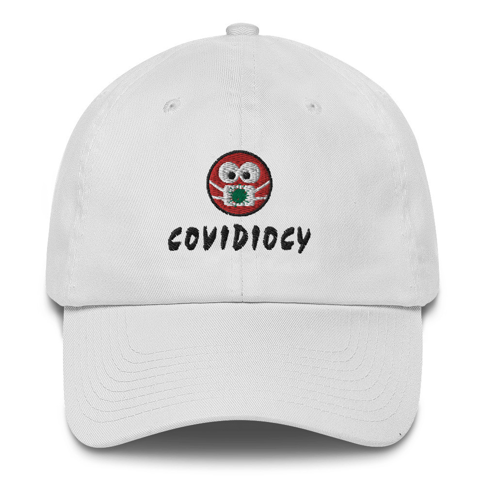 Covidiocy Cap White & Blue