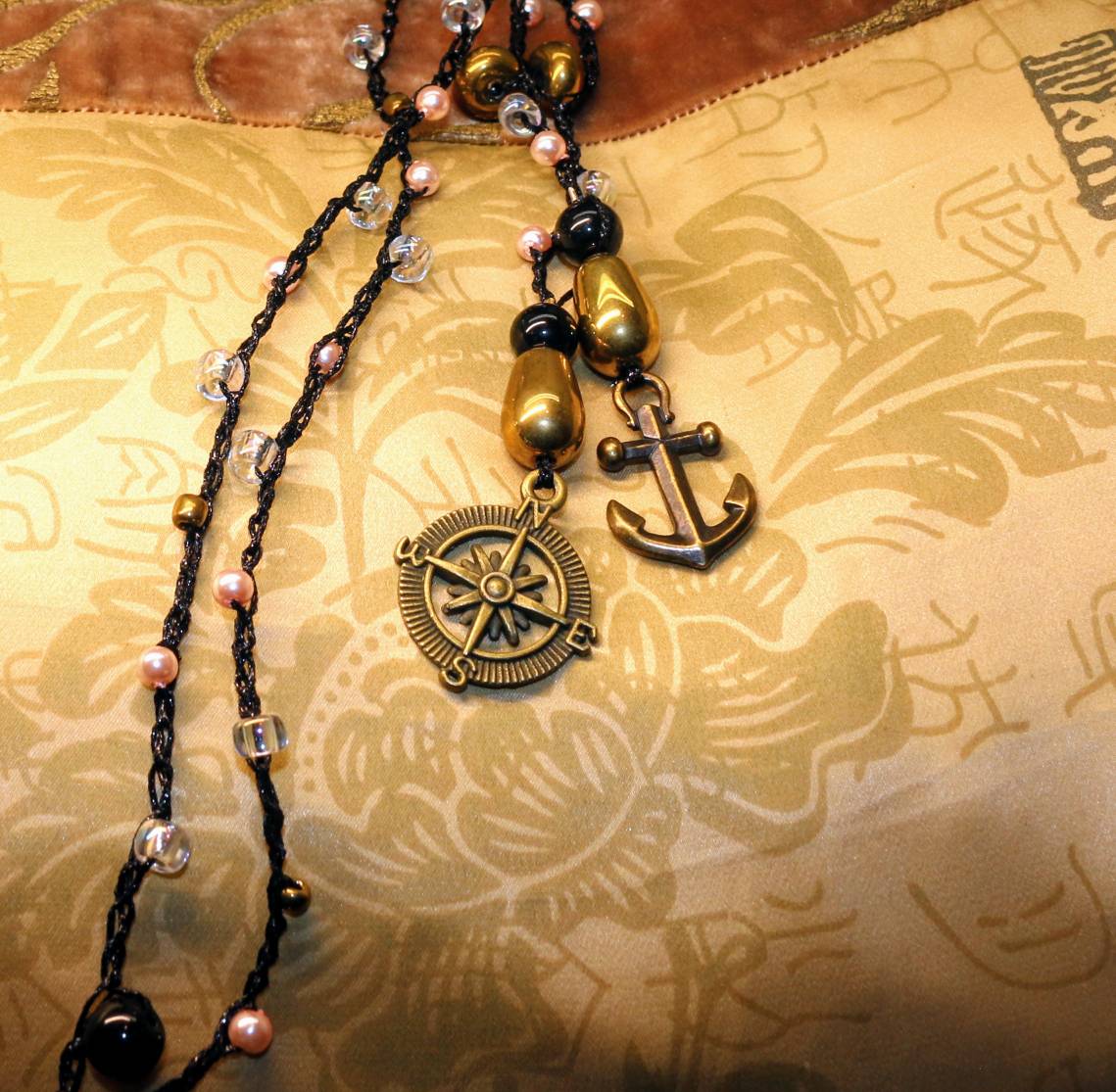Anchor and Compass Nautical Necklace