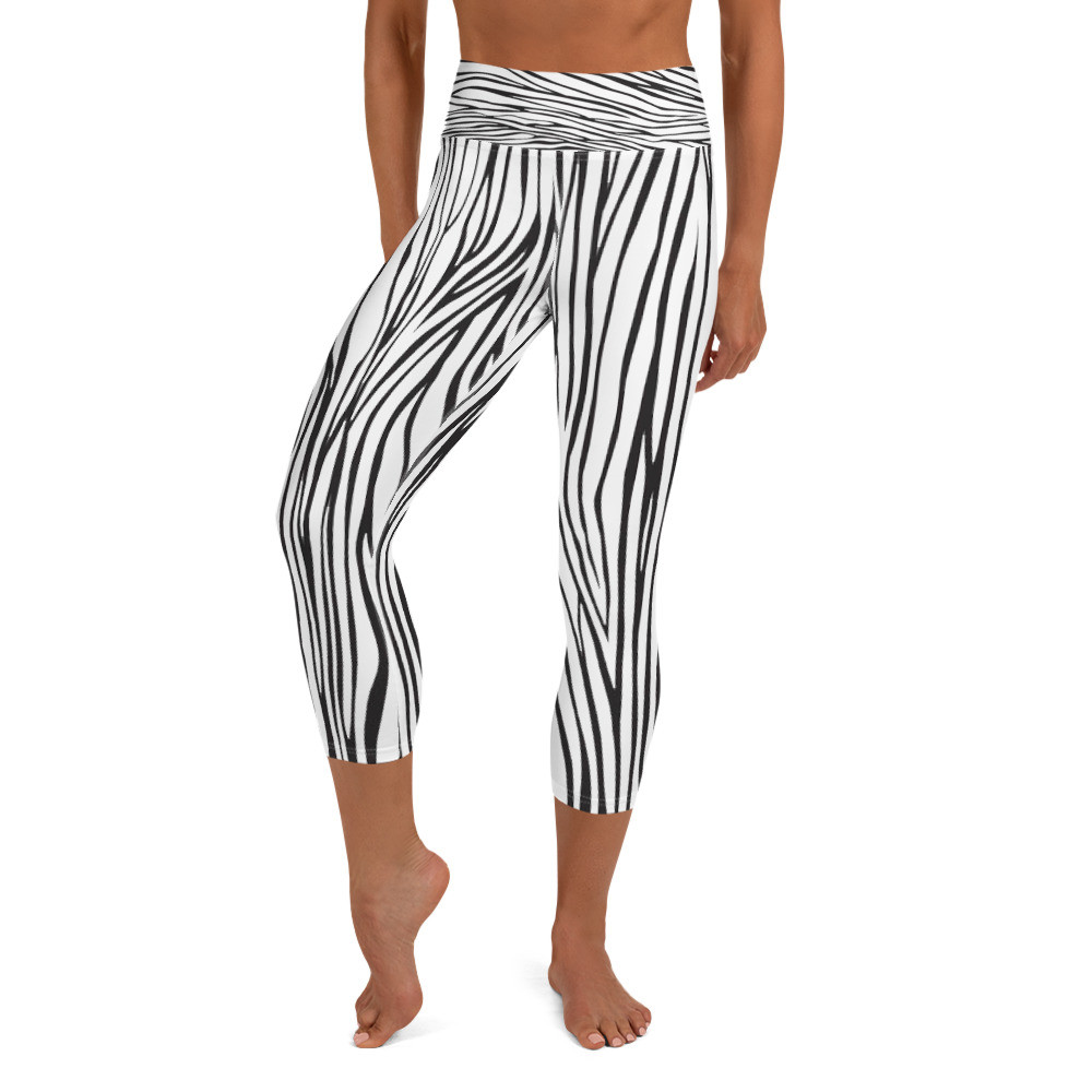Zebra Stripe - Yoga Capri Leggings