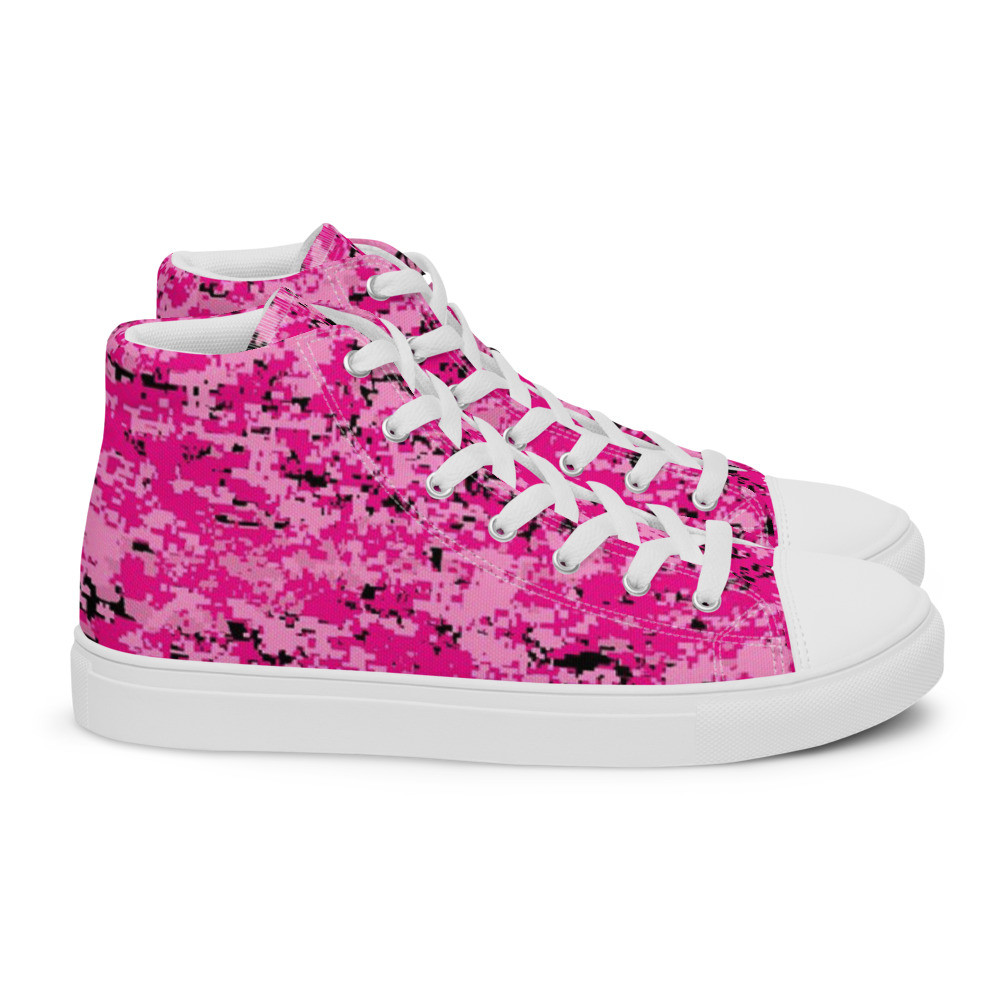 Super Pink Digi-Camo - Men’s high top canvas shoes