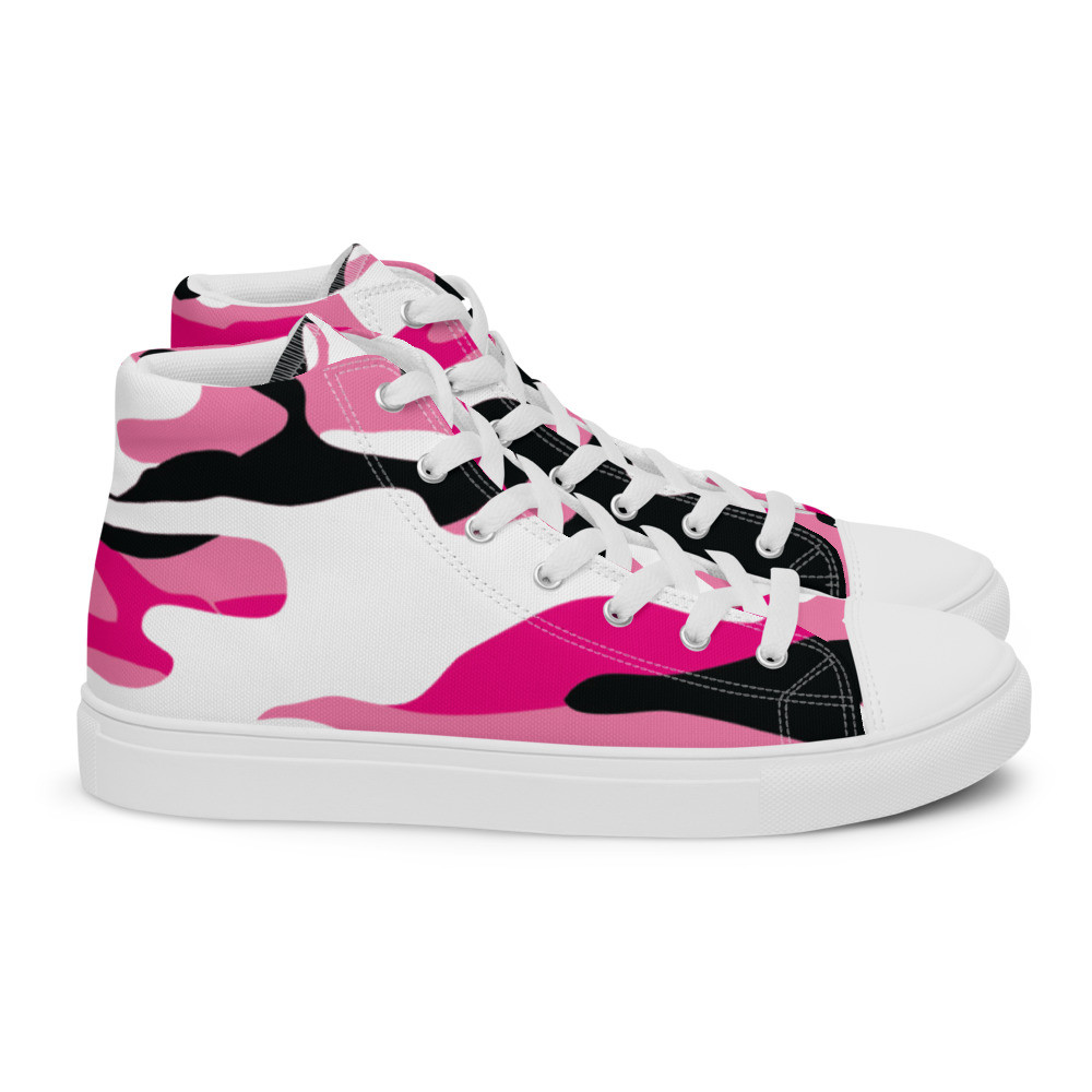Pink Snow-Camo - Men’s high top canvas shoes