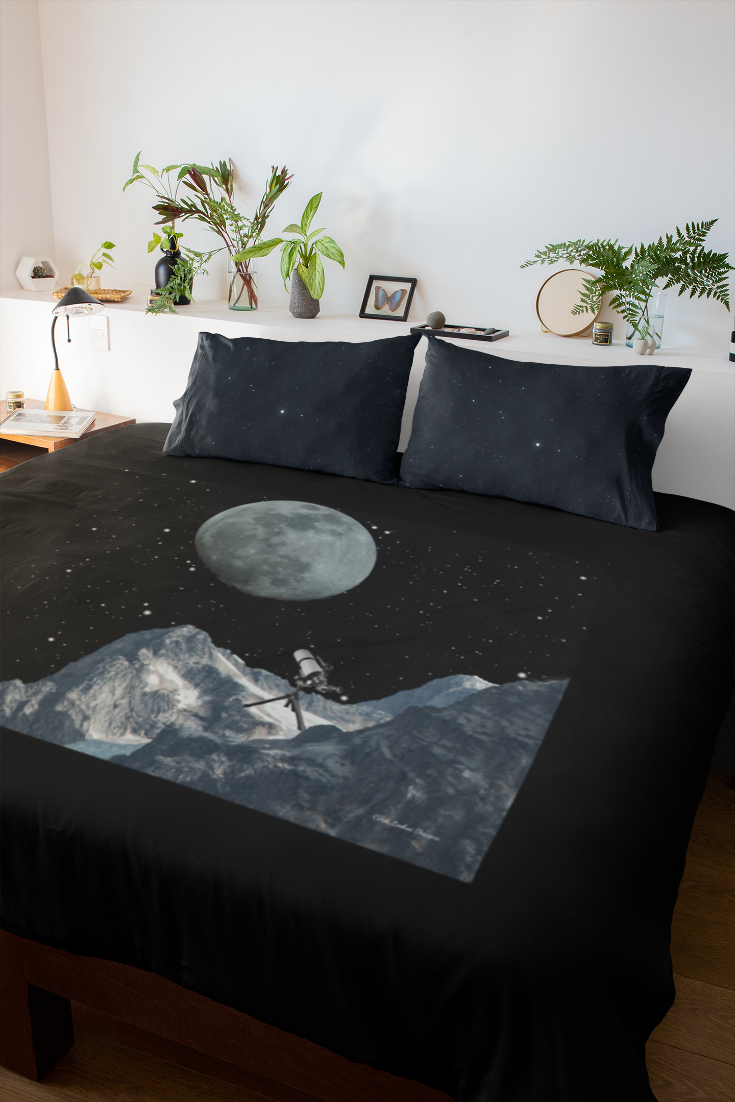 Mountain Top Moon View Throw Blanket