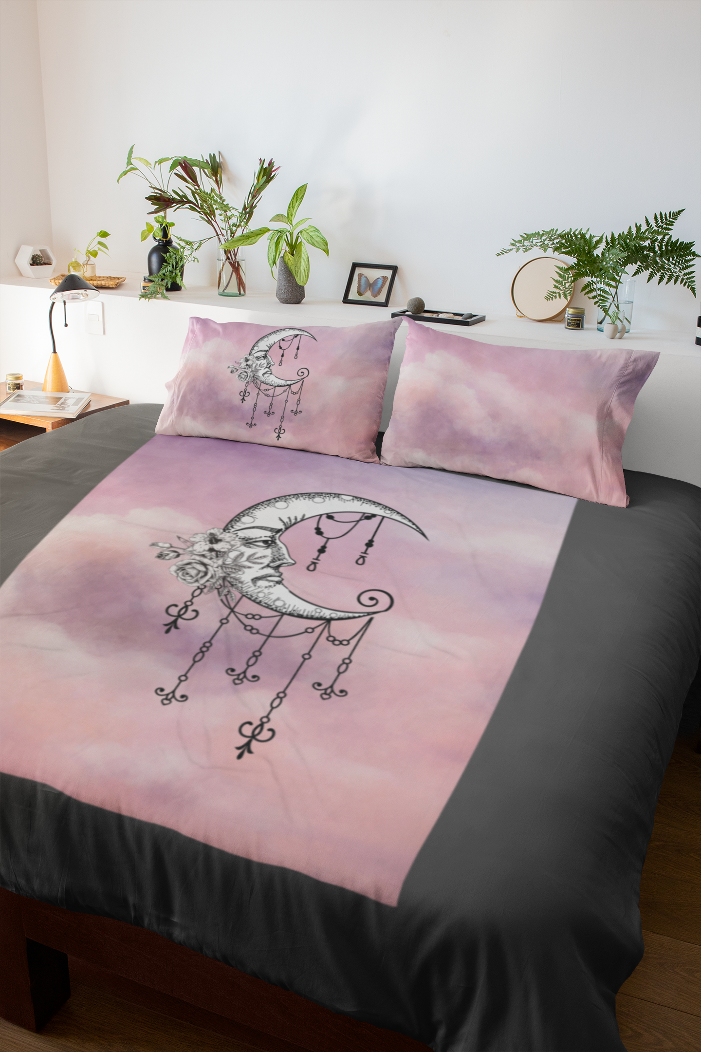 Fancy Crescent Moon in the Clouds Throw Blanket
