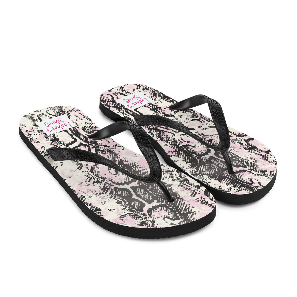Loohoo's Shoes Pink Snakeskin Flip-Flops