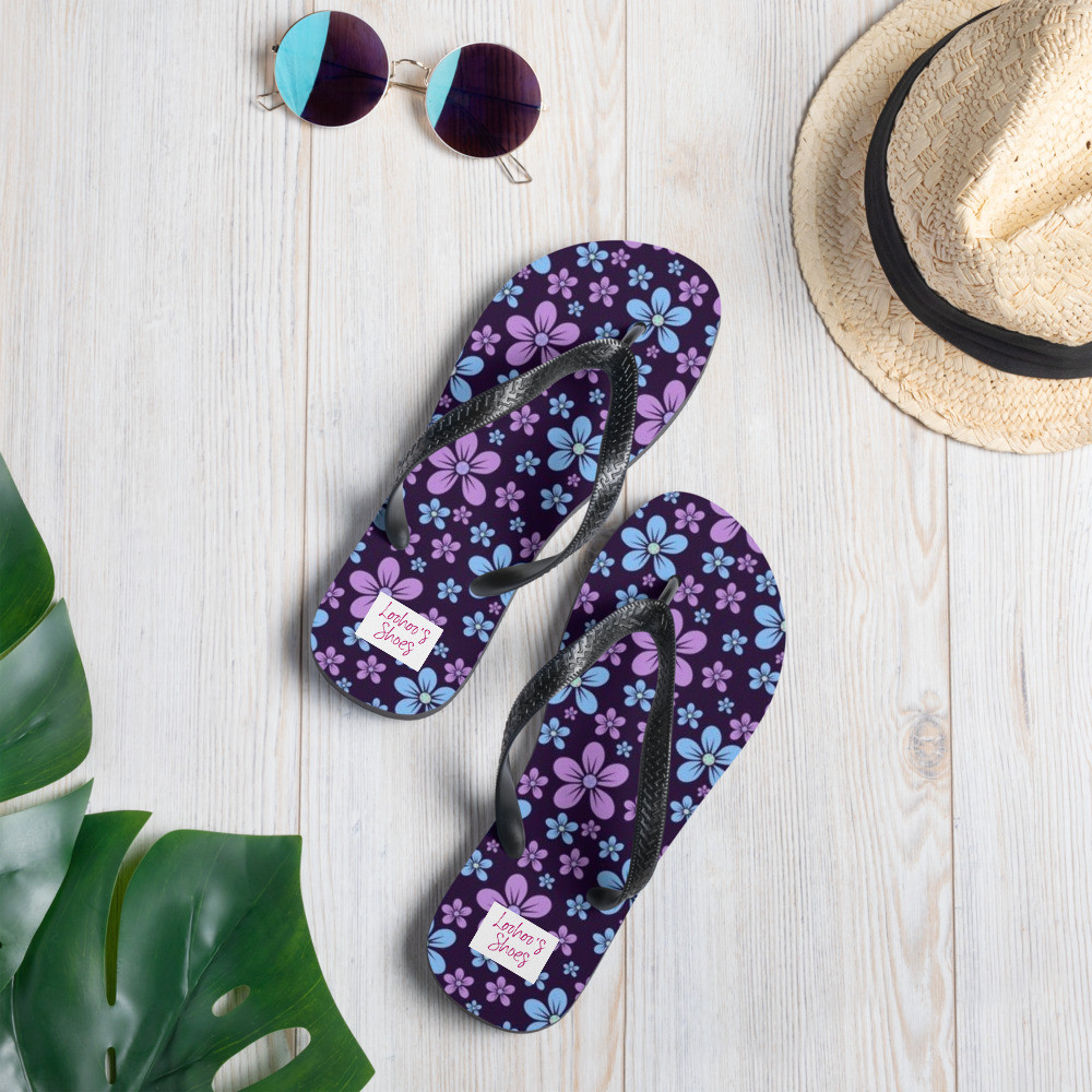 Loohoo's Shoes Blue Flowers Flip-Flops