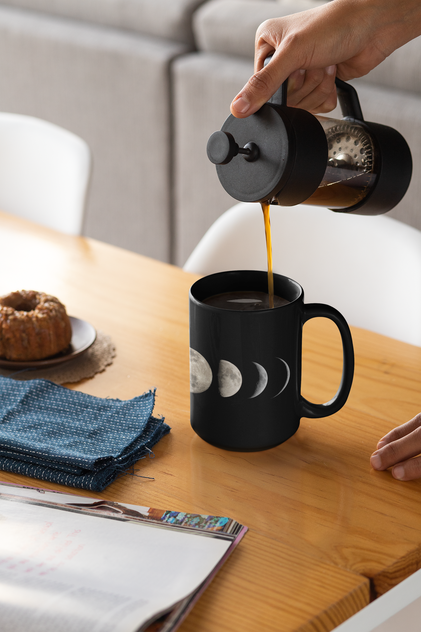 Moon Phases Black Mug 15oz