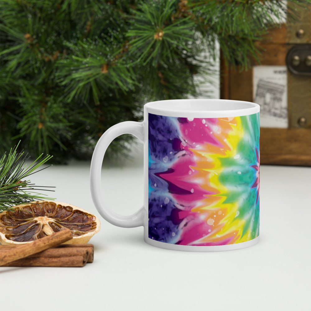 Tie Dye White glossy mug