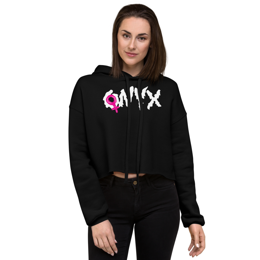 ONYX Splatter Text Cropped Hoodie