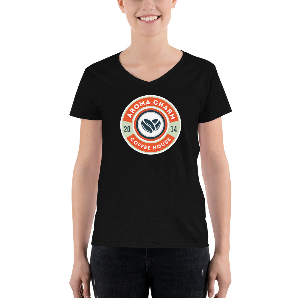  Aroma Charm Coffee House - Women's Casual V-Neck Shirt