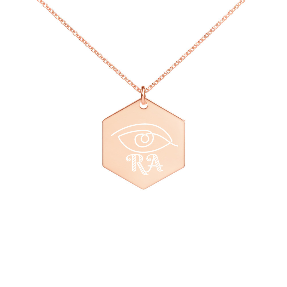 Engraved Silver Hexagon Necklace