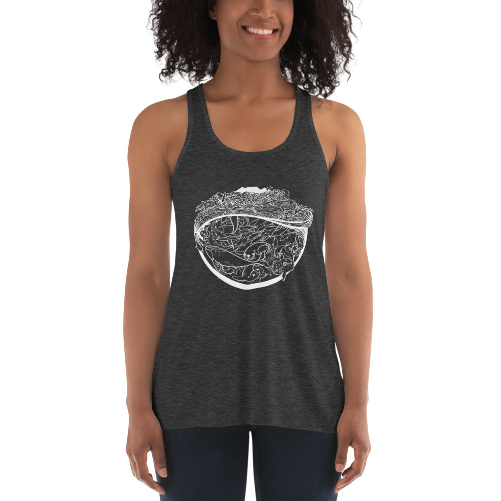 Sea Scape (White) - Women's Racerback Tank