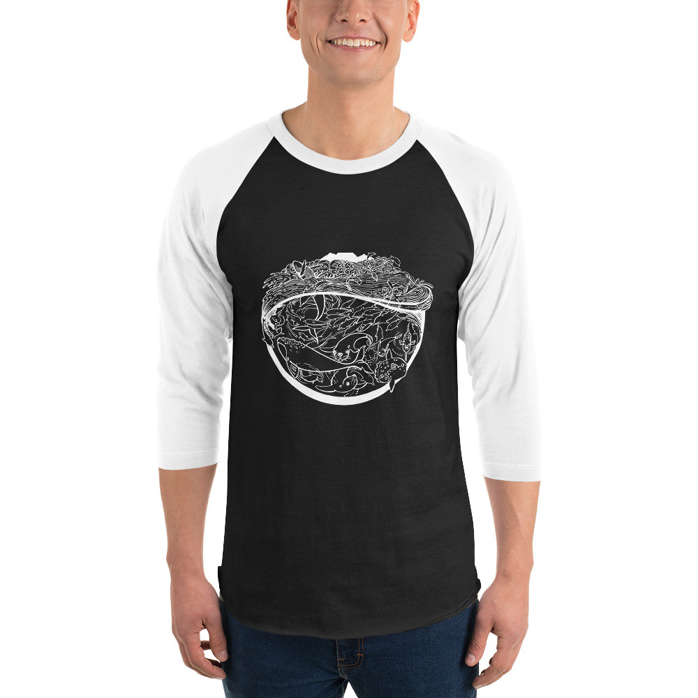 Sea Scape (White) - Unisex 3/4 Sleeve Raglan Shirt