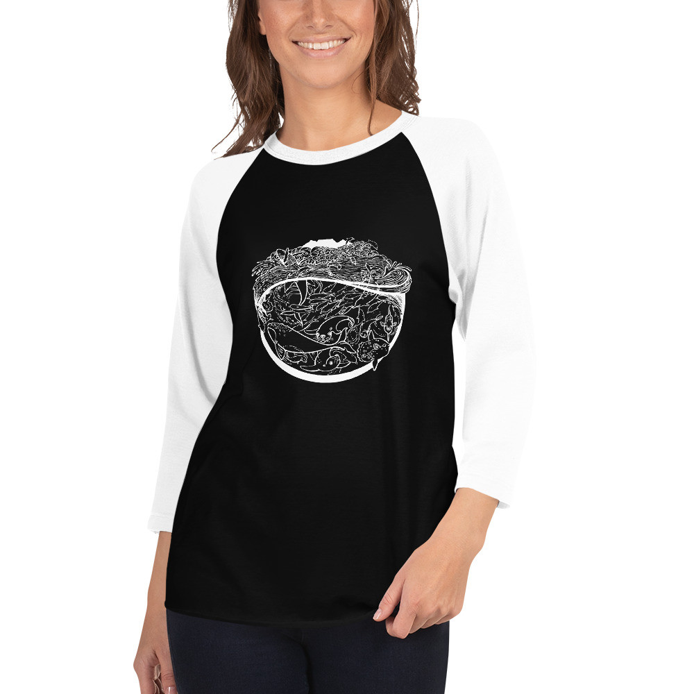 Sea Scape (White) - Unisex 3/4 Sleeve Raglan Shirt