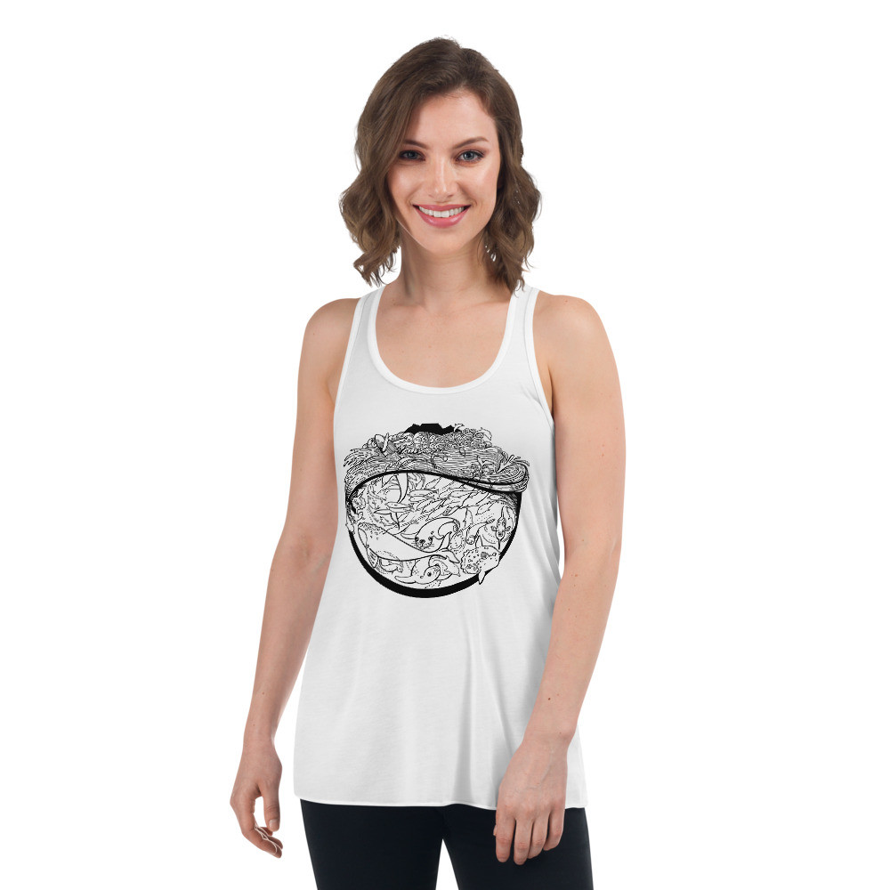 Sea Scape (Black) - Women's Racerback Tank