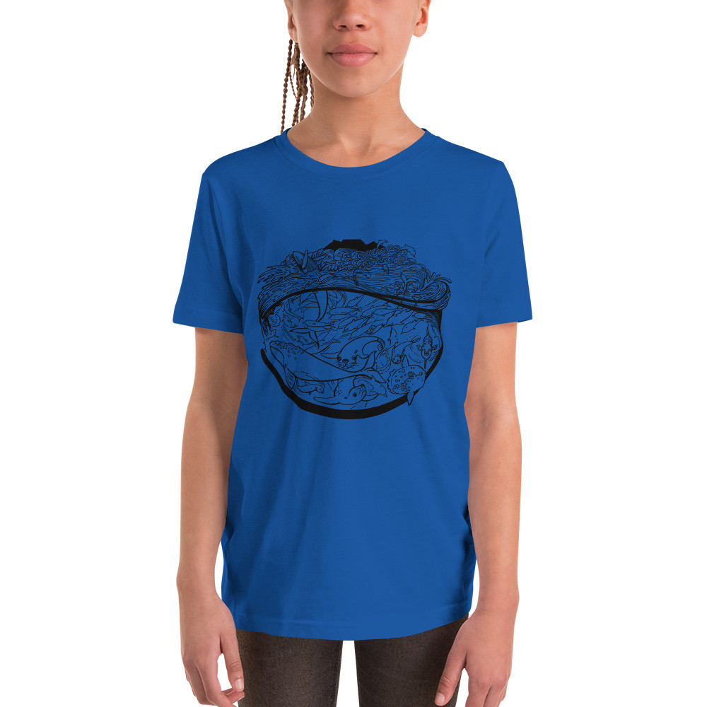 Sea Scape (Black) - Youth Short Sleeve T-Shirt
