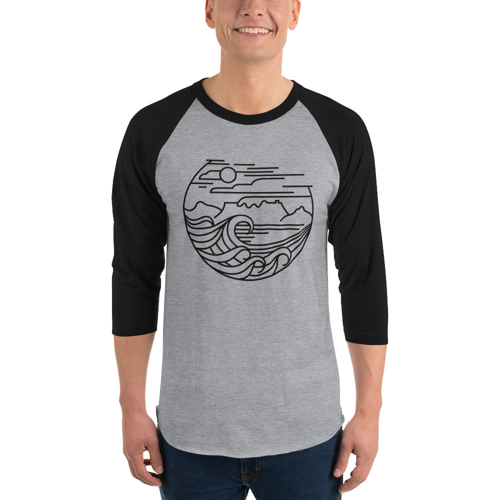 Cape Town (Black) - Unisex 3/4 Sleeve Raglan Shirt