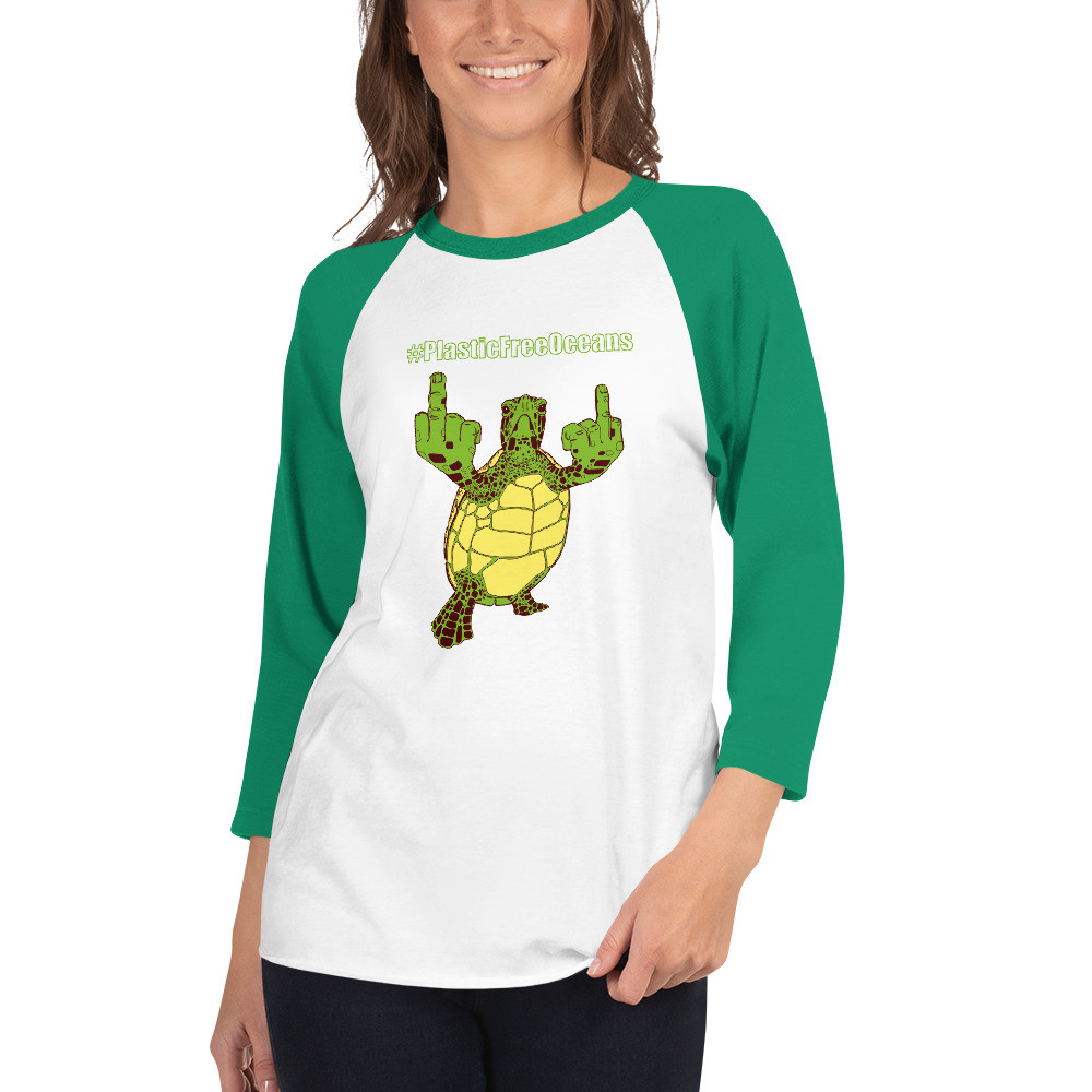 PlasticFreeOceans - Unisex 3/4 Sleeve Raglan Shirt