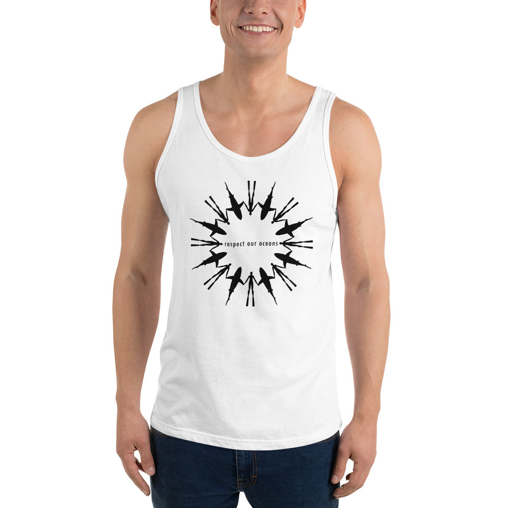 Respect Our Oceans Shark (Black) - Unisex Tank Top