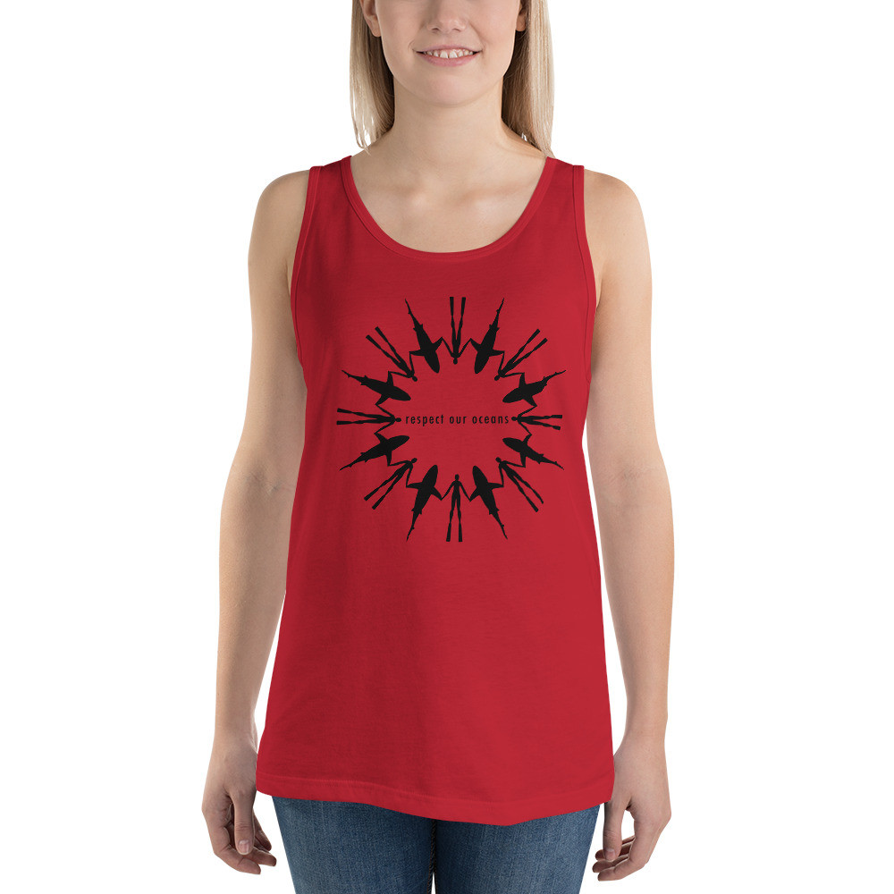 Respect Our Oceans Shark (Black) - Unisex Tank Top