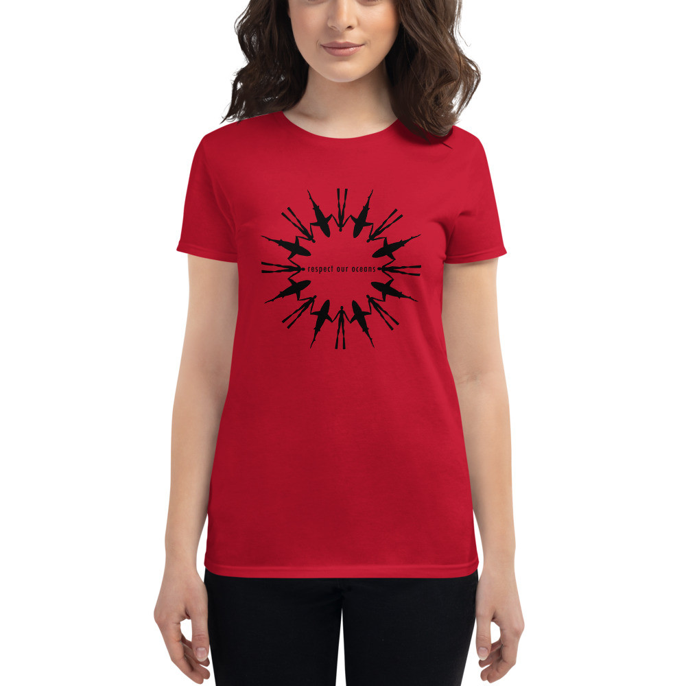 Respect Our Oceans Shark (Black) - Women's Fashion Fit T-Shirt