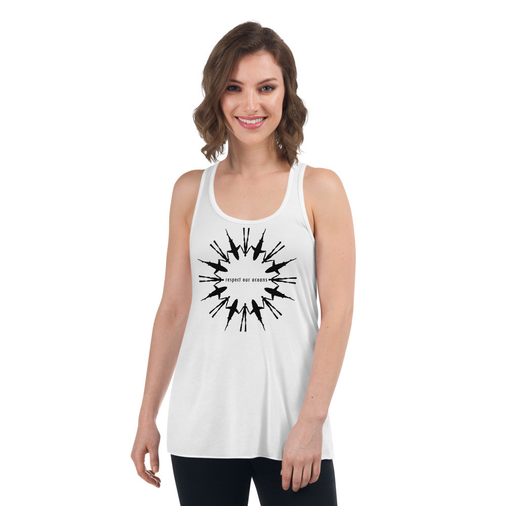 Respect Our Oceans Shark (Black) - Women's Racerback Tank