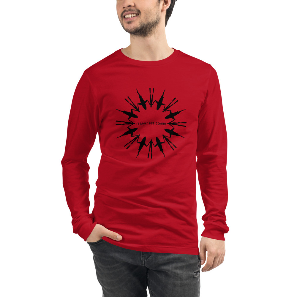 Respect Our Oceans Shark (Black) - Unisex Long Sleeve Tee