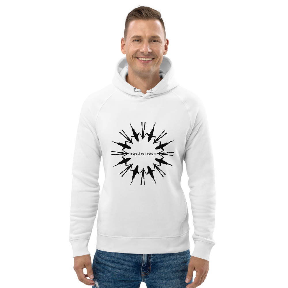 Respect Our Oceans Shark (Black) - Unisex Eco Hoodie
