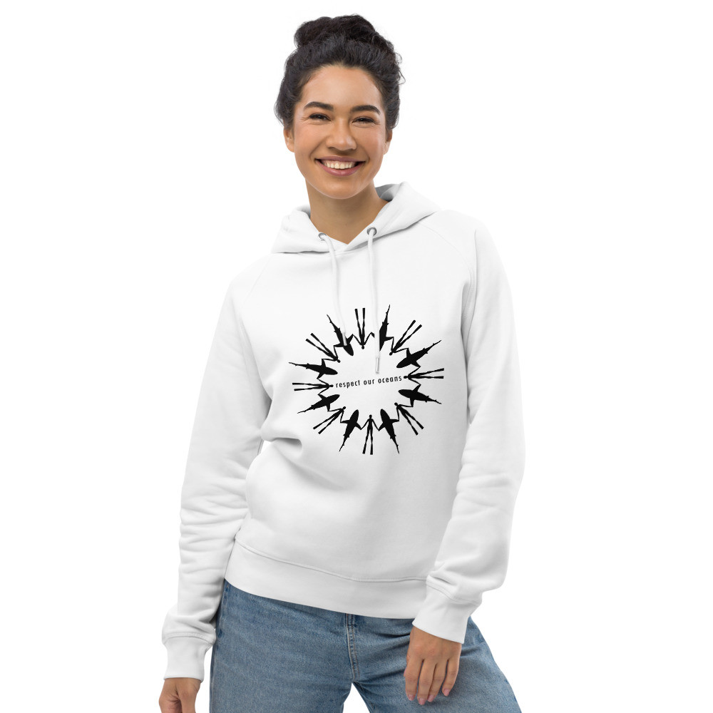 Respect Our Oceans Shark (Black) - Unisex Eco Hoodie