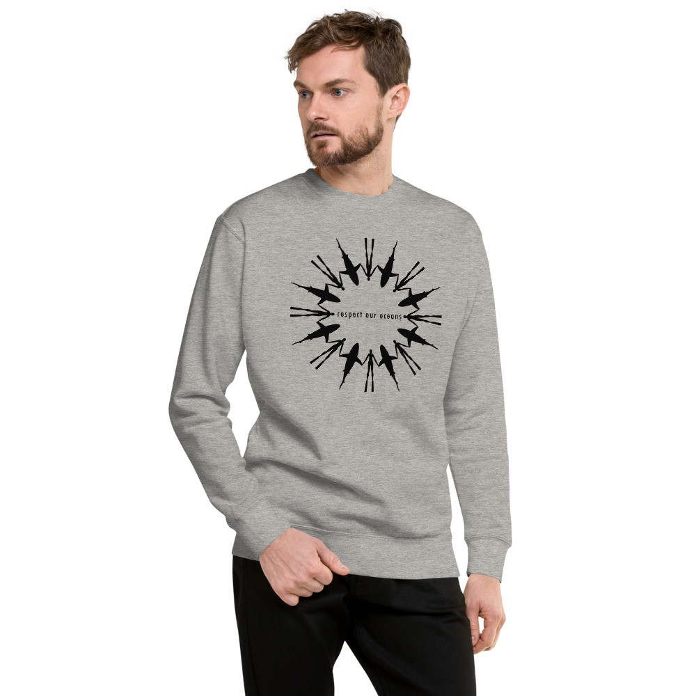 Respect Our Oceans Shark (Black) - Unisex Fleece Pullover