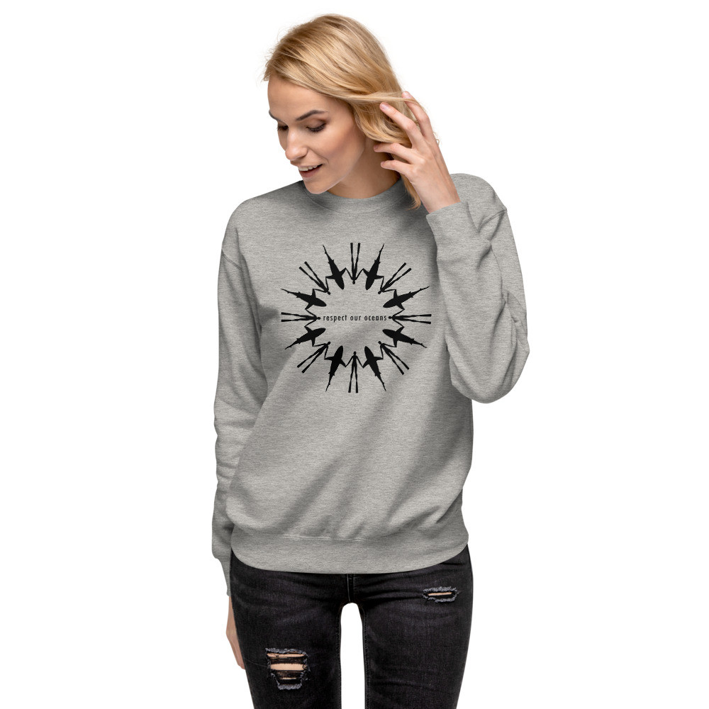 Respect Our Oceans Shark (Black) - Unisex Fleece Pullover