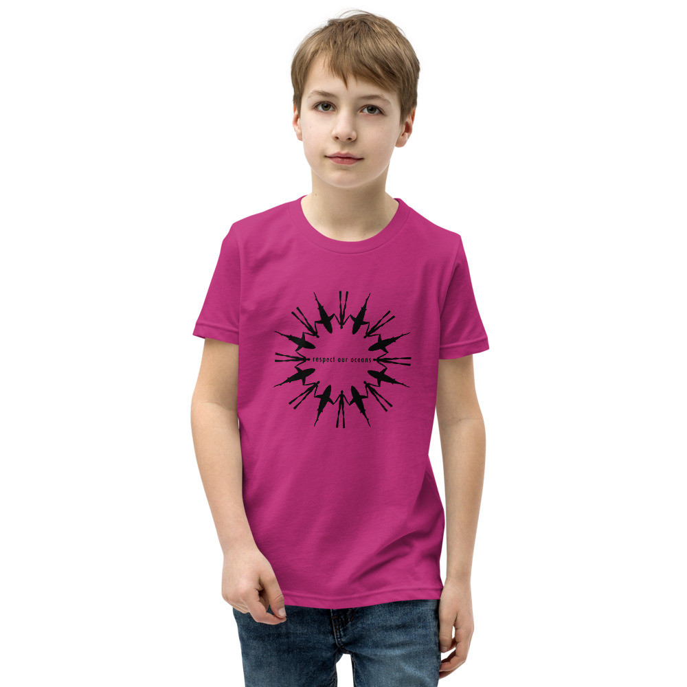 Respect Our Oceans Shark (Black) - Youth Short Sleeve T-Shirt