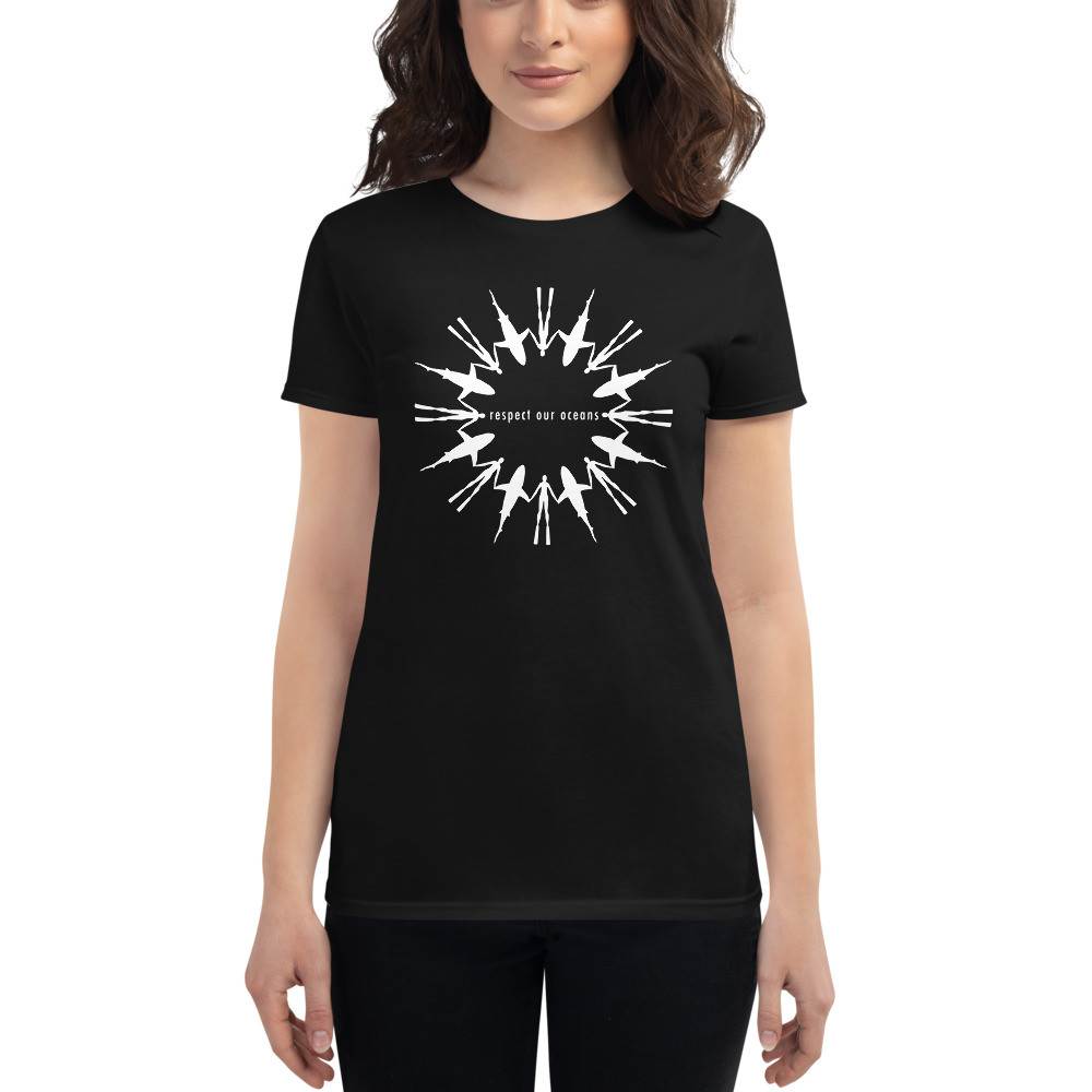 Respect Our Oceans Shark (White) - Women's Fashion Fit T-Shirt
