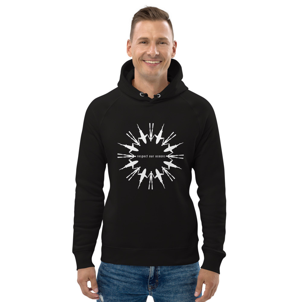 Respect Our Oceans Shark (White) - Unisex Eco Hoodie