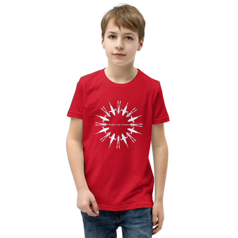 Respect Our Oceans Shark (White) - Youth Short Sleeve T-Shirt