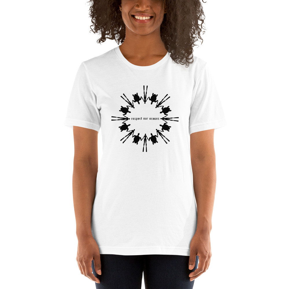 Respect Our Oceans Turtle (Black) - Short-Sleeve Unisex T-Shirt
