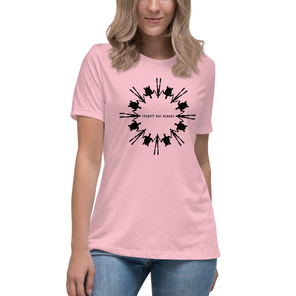 Respect Our Oceans Turtle (Black) - Women's Relaxed T-Shirt