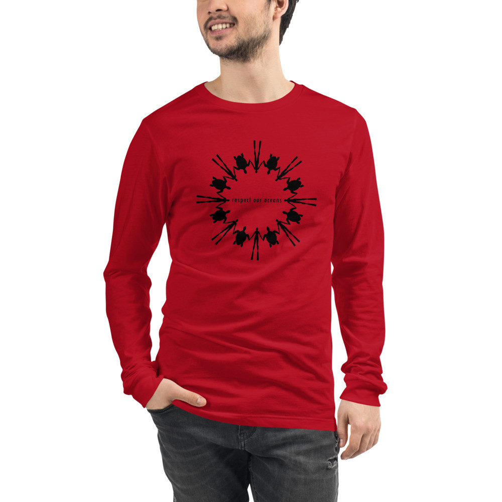 Respect Our Oceans Turtle (Black) - Unisex Long Sleeve Tee