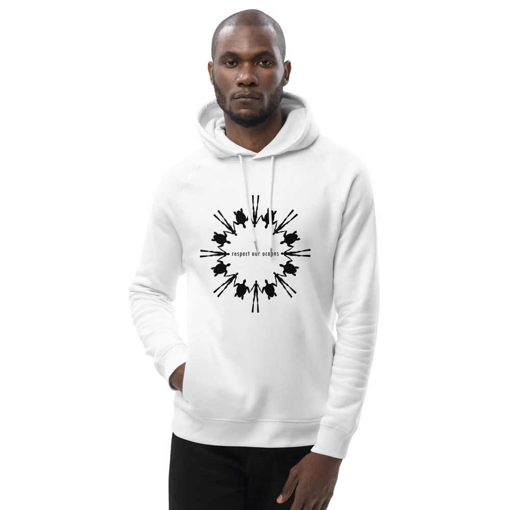 Respect Our Oceans Turtle (Black) - Unisex Eco Hoodie