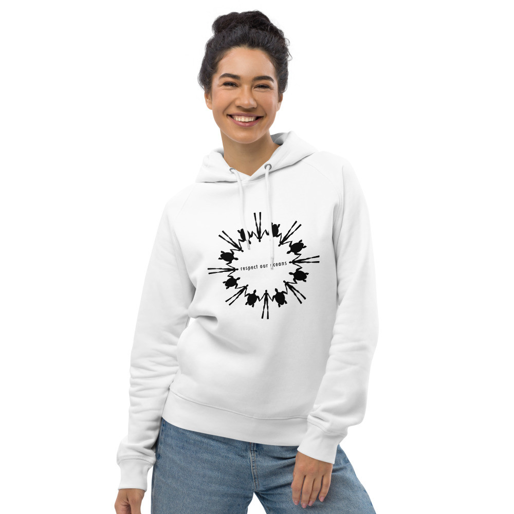 Respect Our Oceans Turtle (Black) - Unisex Eco Hoodie