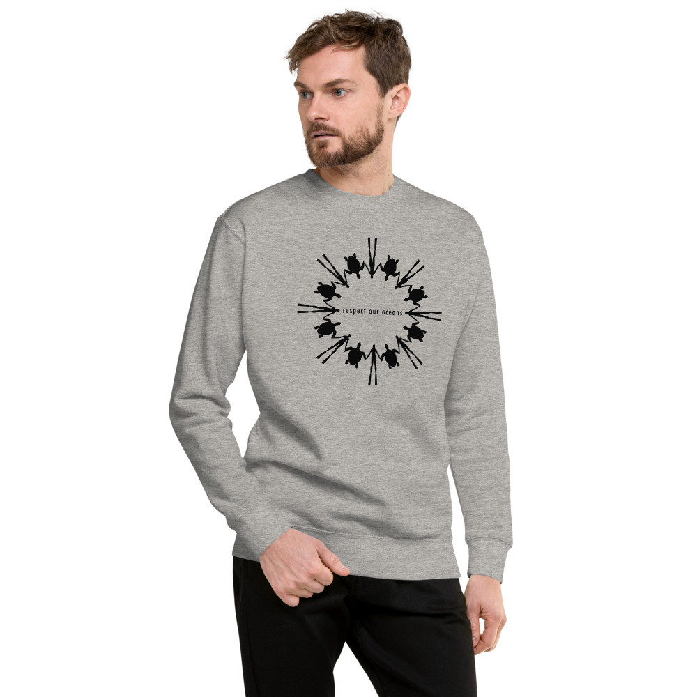 Respect Our Oceans Turtle (Black) - Unisex Fleece Pullover