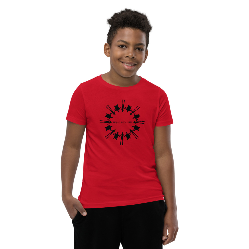 Respect Our Oceans Turtle (Black) - Youth Short Sleeve T-Shirt