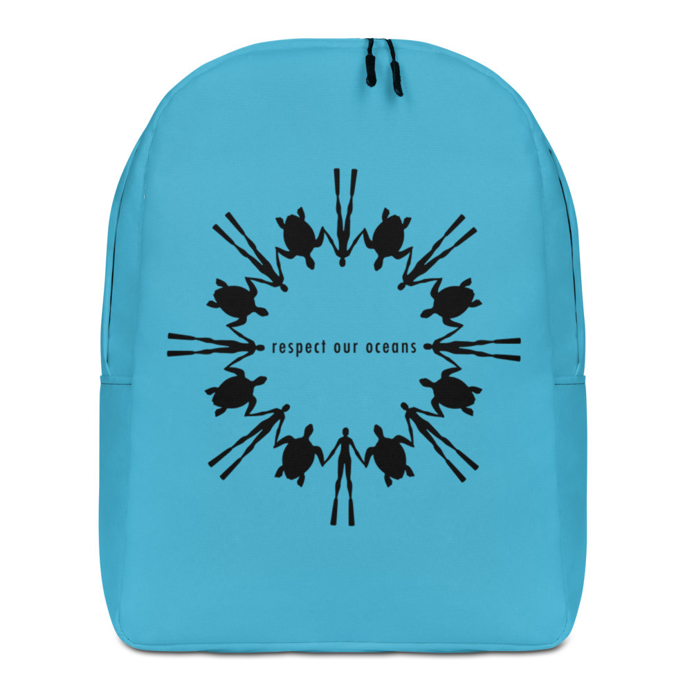 Respect Our Oceans Turtle (Black) - Minimalist Backpack